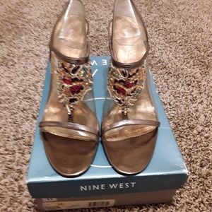 Bronze leather sling back